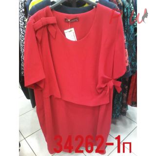 34262-1 Платье SANTA CARLA р.54-60 Visne(КОРАЛЛ/драпировка бантики)