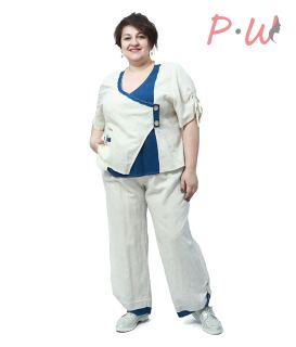 6356-1 Блузка BISA р.1-3 тк.Лён - натуральн.