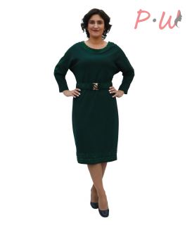 9883 Платье COCO р.50-56 изумруд /стразы