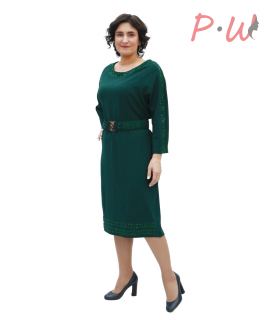 9883 Платье COCO р.50-56 изумруд /стразы