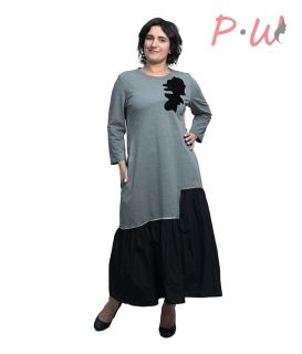 6864 платье  PIENA р.S-XL Серое,низ плащевка