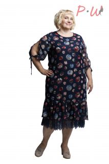 9027 Платье ALAZORA (цветы/волан) р.50-56