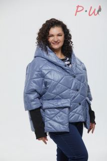 A439 Куртка BARBARA р.48-54 черный трикотажный рукав