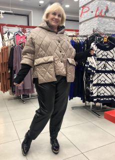 A439 Куртка BARBARA р.48-54 черный трикотажный рукав