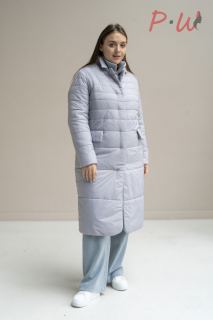 01-03-3-0004-0015202 Пальто женская дем. "Мэрил"  р.52-66 цв.серый