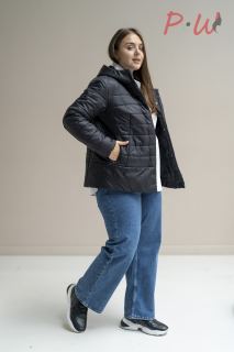 01-01-3-0002-0015423 Куртка женская дем. "Лейси"  р.50-60 цв.черный