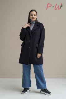 01-03-3-0002-0015442 Пальто женское дем. "Брунель"  р.52-66 цв.черный