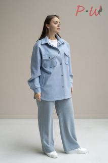 01-01-3-0008-0015334  Куртка рубашка женская дем.  р.62-66 цв. голубой