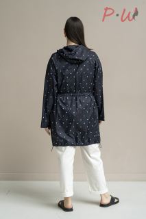 01-02-3-0092-0015554 Плащ женский. дем. "Раунд" р.52-68 цв.темно-синий принт