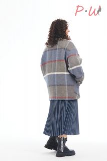 A695 Пальто Даниэль (принт клетка) BARBARA one size