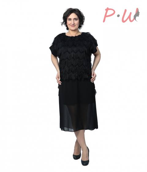 6959 Платье PIENA  р.S-XL чёрное вверх травка